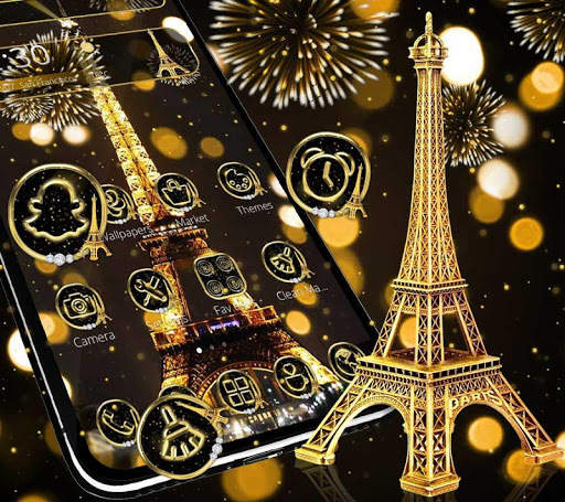 Golden Shine Paris Night Theme screenshot 2