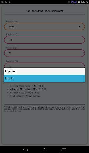 Fat Free Mass Index Calculator screenshot 6