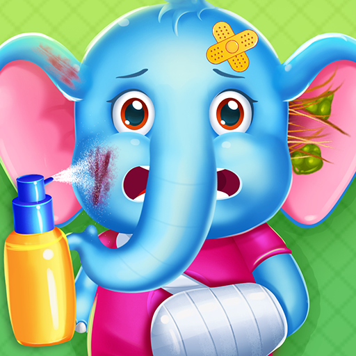 cute pet clinic with mini game icon