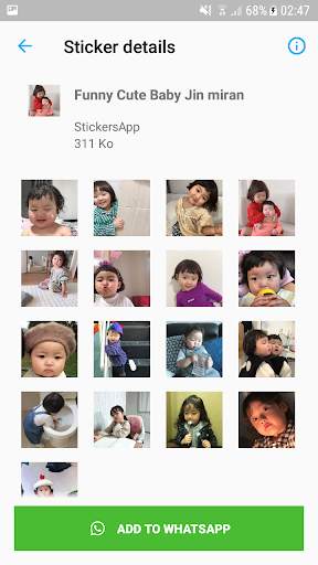 Funny Cute Baby Stickers Jin miran WAStickersApp screenshot 3