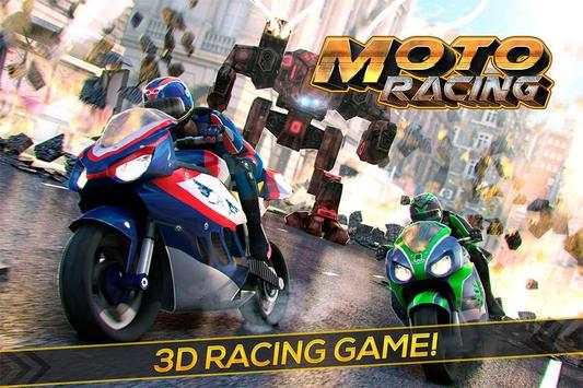 Moto Racing - Shooting Robots screenshot 1