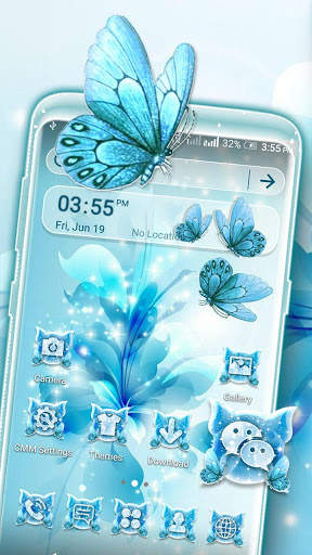 Flower Butterfly Glitter Launcher Theme screenshot 1