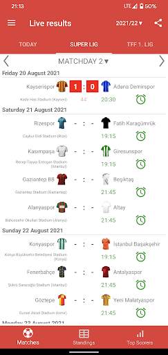 Live Scores for Super Lig 2021/2022 screenshot 1