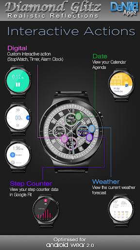 Diamond Glitz HD WatchFace Widget & Live Wallpaper 1 تصوير الشاشة