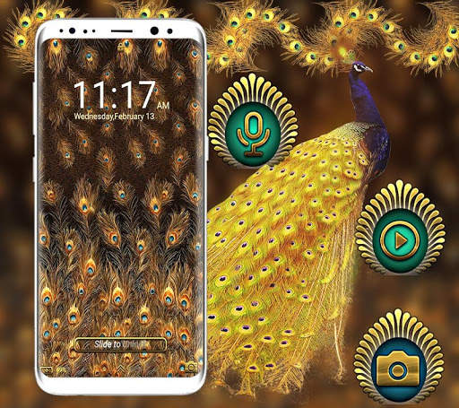 Golden Peacock Feather Launcher Theme screenshot 5