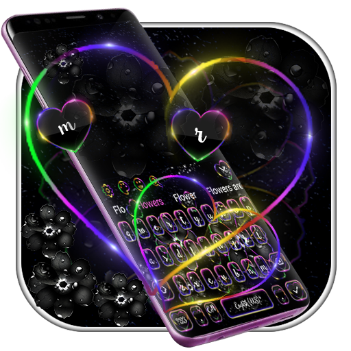 Violet Neon Black Flower Keyboard icon