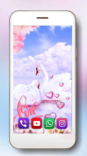 Swans Love Pink Live Wallpaper screenshot 4