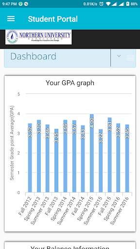 NUB Student Portal screenshot 2