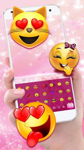 Cute Pink Kitty Love Keyboard Theme screenshot 3