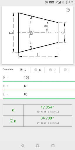 Aproxo Taper Calculator screenshot 1