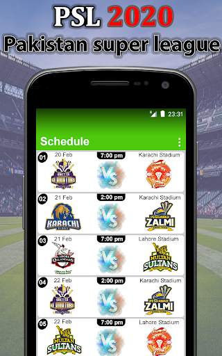 PSL-5 2020 Live Matches Schedule screenshot 2
