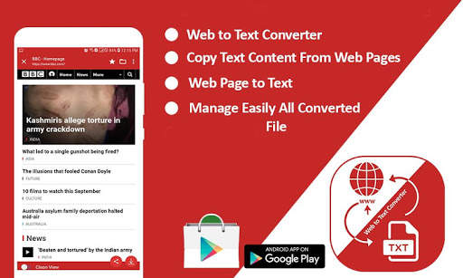 Web to text Converter : web reader 2 تصوير الشاشة