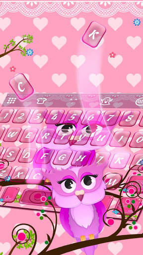 Pink Owl Emoji Keyboard Theme screenshot 1