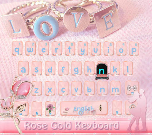 Rose Gold Love Keyboard Theme - diamond rose स्क्रीनशॉट 1