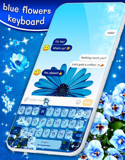Blue Flowers Keyboard 🌼 Flower Theme Keyboards screenshot 3