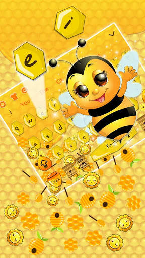 3D Cute Honey Bee Gravity Keyboard Theme screenshot 1