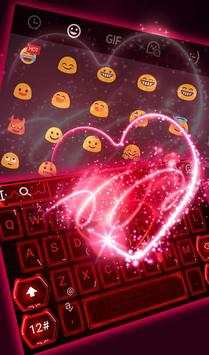 Live Neon Red Heart Keyboard Theme screenshot 4
