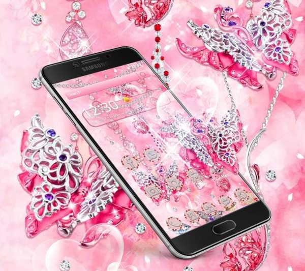 Sparkling Pink Butterfly Diamond Theme screenshot 1