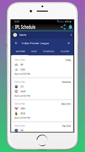Schedule IPL 2021 Player List & Team Squads screenshot 1