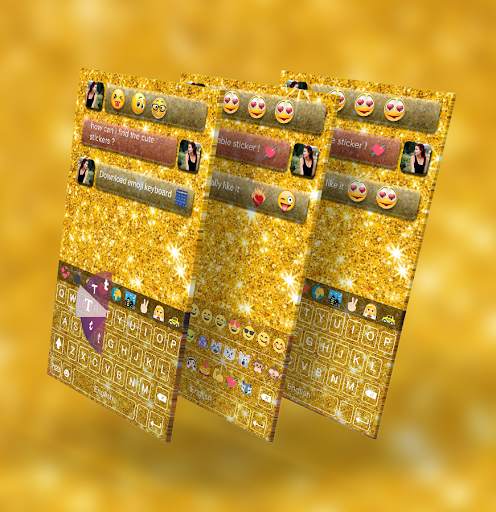 Gold Glitter Emoji Keyboard - Gold Emoji Keyboard screenshot 1