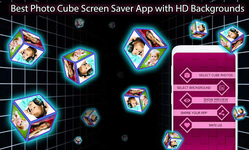 Photo Frame Live Wallpaper 3D Cube Screensaver app screenshot 1