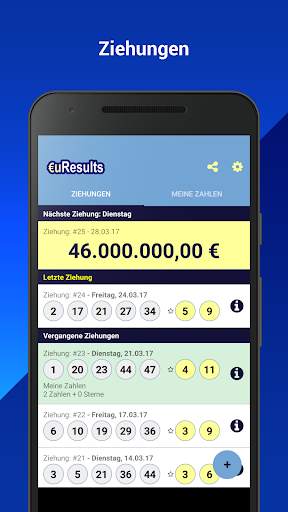 EuroMillionen Joker. euResults screenshot 1