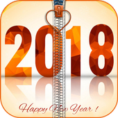 New Year 2018 Zipper Lock أيقونة