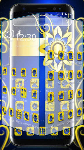 Blue Gold Classy Flower Theme screenshot 3