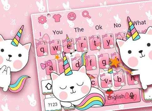 Cute Pink Unicorn Kitty-Keyboard Theme screenshot 6