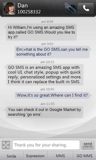GO SMS Pro simple dark theme screenshot 1