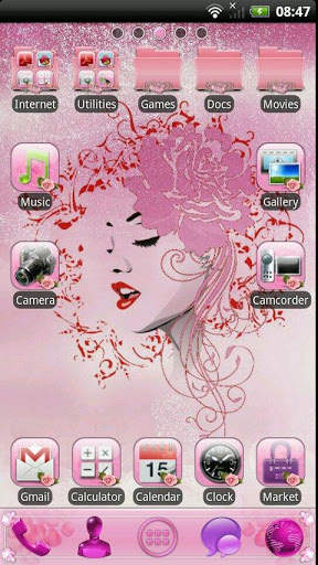 PINK ROSES GO Launcher Theme screenshot 1