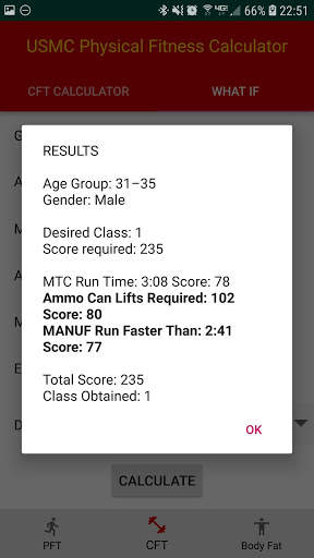 USMC PFT/CFT/Body Fat Calculator screenshot 7