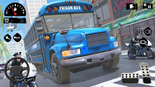 Police Bus Simulator Transport Driving Free Game screenshot 1