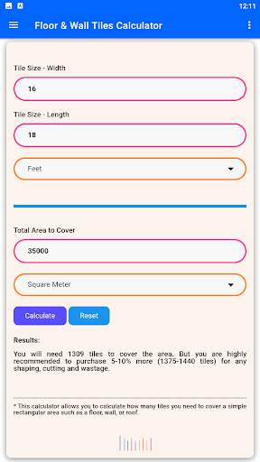 Floor & Wall Tiles Calculator скриншот 7