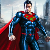 Flying Superhero Man Fighting City Rescue Mission icon