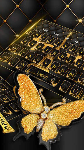Golden Butterfly Eiffel Tower Keyboard screenshot 3