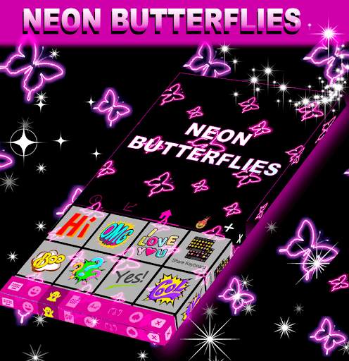 Neon Butterflies Keyboard स्क्रीनशॉट 4