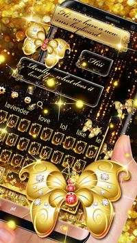 SMS Gold Butterfly Shining Keyboard Theme screenshot 1