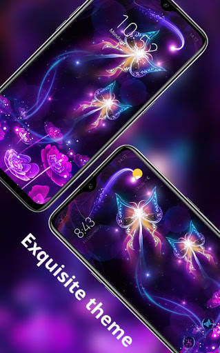 Flower theme | shining flying butterflies screenshot 1