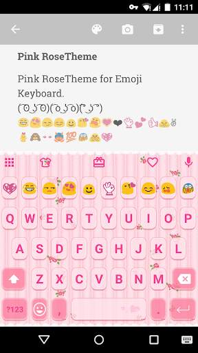 Pink Rose Emoji Keyboard Theme screenshot 1
