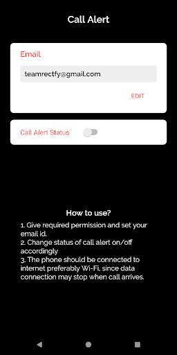 Incoming call & Missed call alert on mail (e-mail) screenshot 3