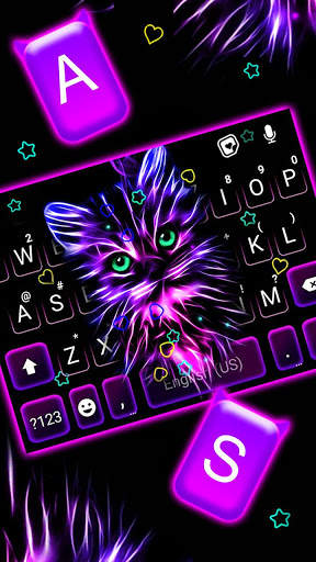 Klawiatura motywów Purple Neon Cat screenshot 2