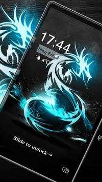 Neon Blue Dragon Phone Locker Theme screenshot 5