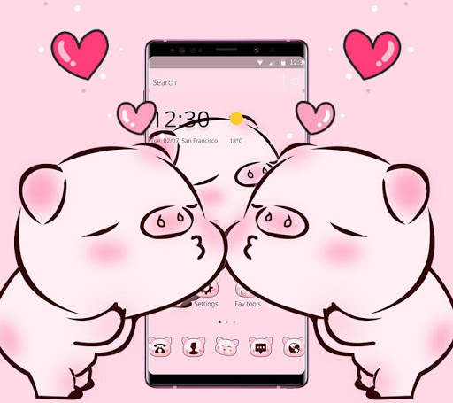 Pink Cute Love Piggy Theme screenshot 2