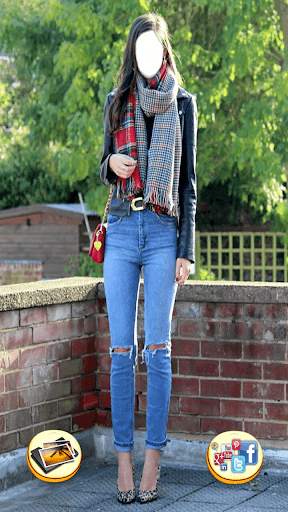 Girls Jeans  Scarf photo face lab screenshot 5