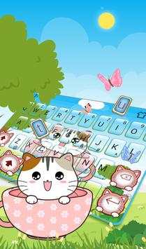 3D adorable cup cat Keyboard Theme screenshot 2