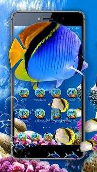 Lively Aquarium Gold Blue Fish Theme screenshot 1