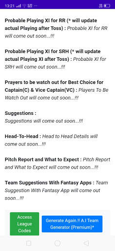 Team11 - A.I Team Builder for Cricket Fantasy Apps screenshot 5
