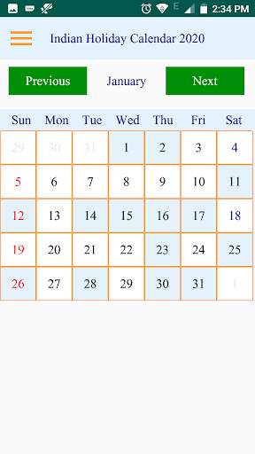 Indian Holiday Calendar 2020 screenshot 2