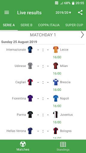 Live Scores for Serie A 2020/2021 screenshot 1